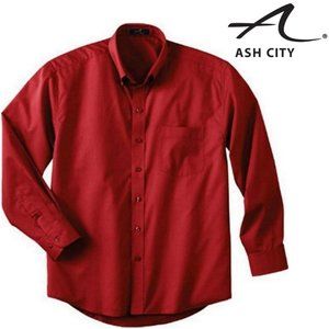 🆕️ Ash City mens Tall Long Sleeve Easy Care Twill Shirt XXL in Red